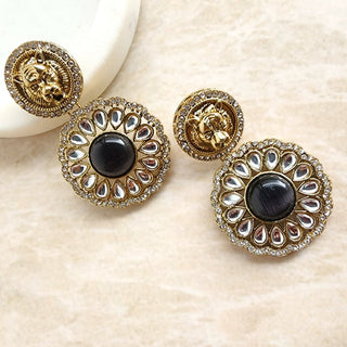 Ria Sabyasachi Inspired Black Kundan Earrings - ECLAT INDIAN JEWELSEarringsBlack