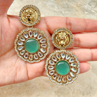 Ria Sabyasachi Inspired Mint Green Kundan Earrings - ECLAT INDIAN JEWELSEarringsGreen