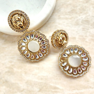 Ria Sabyasachi Inspired White Kundan Earrings - ECLAT INDIAN JEWELSEarringsWhite