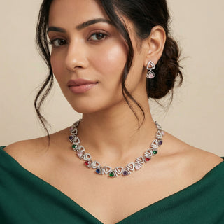 Cami Multicolour Diamond Simulant Necklace Set