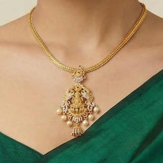 Myla Multicolour Temple Diamond Simulant Pendant Necklace Set
