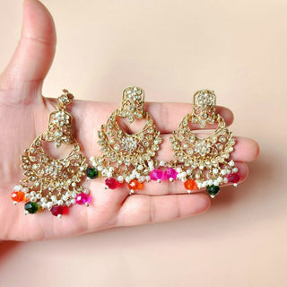 Raha Multicolour Polki Choker Necklace Set with Tikka & Passa
