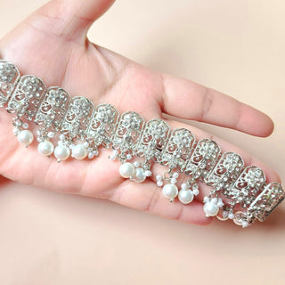 Raha Silver Choker Necklace Set with Tikka & Passa