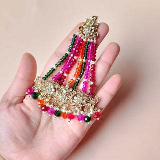 Raha Multicolour Polki Choker Necklace Set with Tikka & Passa