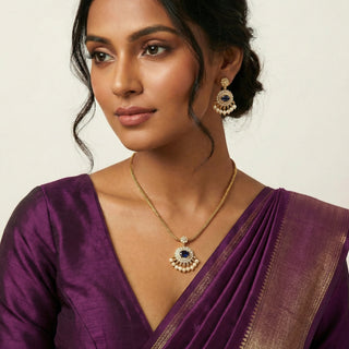 Elara Purple Gold Pendant CZ Diamond Simulant Necklace Set