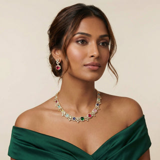 Amara Multicolour CZ Diamond Simulant Necklace Set