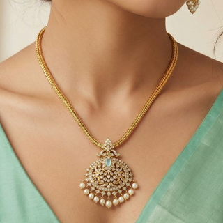 Naira Mint Green CZ Diamond Simulant Necklace Set