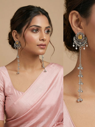 Veronica Yellow Kashmiri German Silver Earrings