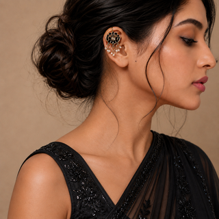 Millie Black Lightweight & Easy to Wear Bugadi Ear Cuff Earrings