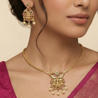 Tahlia Multicolour Temple Diamond Simulant Pendant Necklace Set