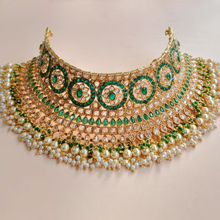 Alison Green Polki Necklace Set with Tikka