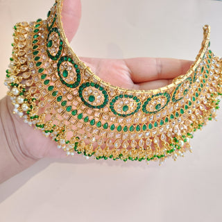 Alison Green Polki Necklace Set with Tikka