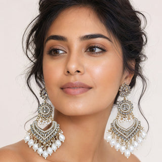 Samara White Kundan Earrings