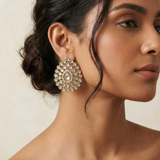 Stella White Polki Stud Earrings