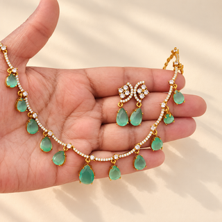 Naomi Mint Green CZ Diamond Necklace Set