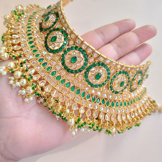 Alison Green Polki Necklace Set with Tikka