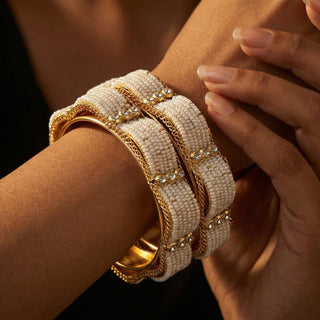 Gabrielle White Gold Kada Bangle Set (2.6, 2.8)