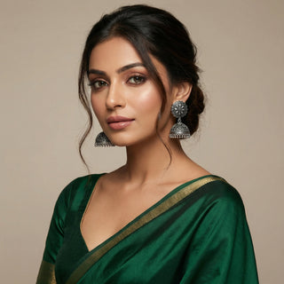 Rhonda German Silver Jhumki Earrings