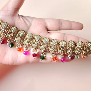 Raha Multicolour Polki Choker Necklace Set with Tikka & Passa