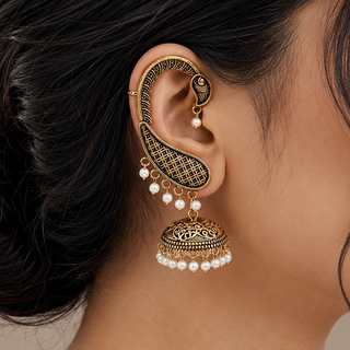 Samara White Lightweight & Easy to Wear Ear Cuff Earrings