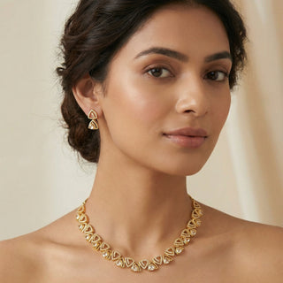 Camila Gold Diamond Simulant Necklace Set