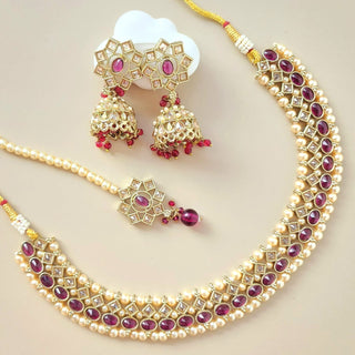 Amanda Purple Choker Set with Tikka