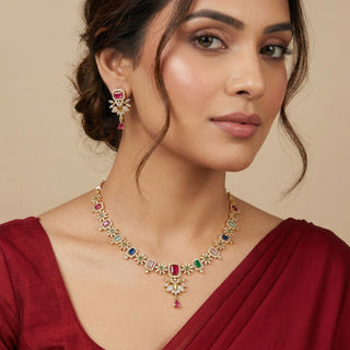 Inaya Multicolour CZ Diamond Simulant Necklace Set