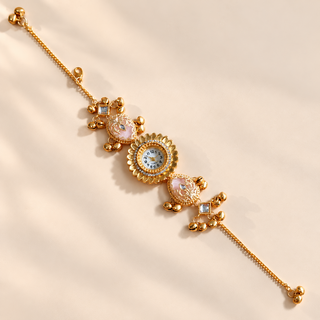 Rosalie light pink Kashmiri bracelet watch full length product photograph