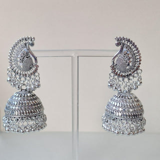Ryleigh German Silver Jhumka Earrings - ECLAT INDIAN JEWELSEarringsSilver