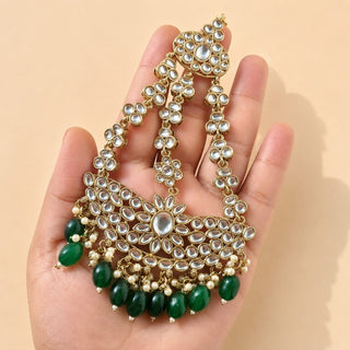 Ryleigh Green Kundan Necklace Set with Tikka and Passa - ECLAT INDIAN JEWELSNecklace SetsGreen