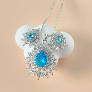 Sadie Light Blue CZ Diamond Simulant Pendant Set (Chain included) - ECLAT INDIAN JEWELSNecklace Sets - Pendant SetsBlue