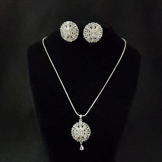 Sadie White CZ Diamond Simulant Pendant Set (Chain included) - ECLAT INDIAN JEWELSNecklace Sets - Pendant SetsWhite