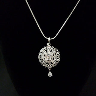 Sadie White CZ Diamond Simulant Pendant Set (Chain included) - ECLAT INDIAN JEWELSNecklace Sets - Pendant SetsWhite