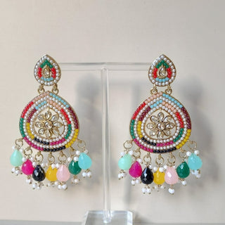Saira Multicolour Kundan Earrings - ECLAT INDIAN JEWELSEarringsMulticolor