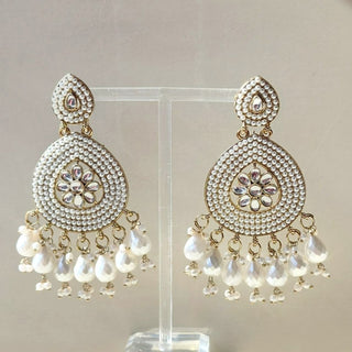 Saira White Kundan Earrings - ECLAT INDIAN JEWELSEarringsWhite
