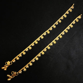 Samantha Kids Floral Polki 18k Gold Plated Anklets / Payal - ECLAT INDIAN JEWELSAnklets (Payal)Gold