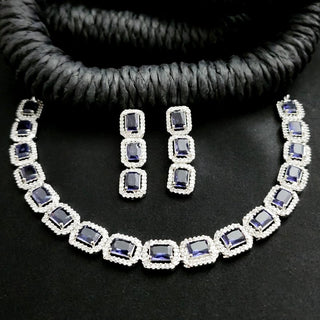 Samantha Purple CZ Diamond Simulant Necklace Set - ECLAT INDIAN JEWELSNecklace SetsPurple