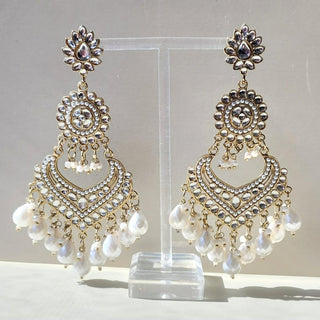 Samara White Kundan Earrings - ECLAT INDIAN JEWELSEarringsWhite