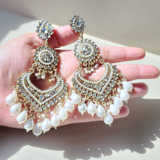 Samara White Kundan Earrings - ECLAT INDIAN JEWELSEarringsWhite