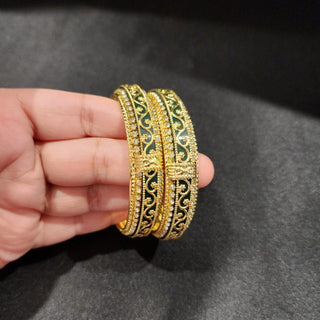 Sara Green Gold Bangles (Pair) (2.6, 2.8) - ECLAT INDIAN JEWELSBangle, Kadas & Bracelets2.6