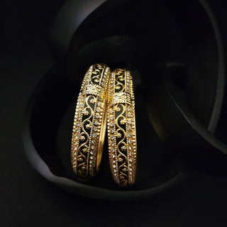 Sara Green Gold Bangles (Pair) (2.6, 2.8) - ECLAT INDIAN JEWELSBangle, Kadas & Bracelets2.6