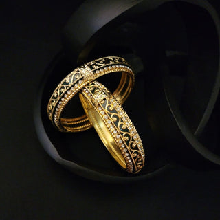Sara Green Gold Bangles (Pair) (2.6, 2.8) - ECLAT INDIAN JEWELSBangle, Kadas & Bracelets2.6