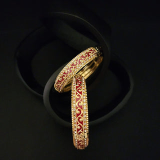 Sara Red Gold Bangles (Pair) (2.6, 2.8) - ECLAT INDIAN JEWELSBangle, Kadas & Bracelets2.6