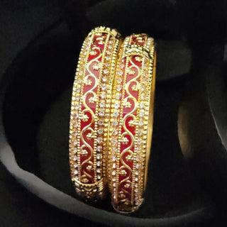 Sara Red Gold Bangles (Pair) (2.6, 2.8) - ECLAT INDIAN JEWELSBangle, Kadas & Bracelets2.6