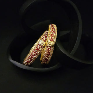 Sara Red Gold Bangles (Pair) (2.6, 2.8) - ECLAT INDIAN JEWELSBangle, Kadas & Bracelets2.6