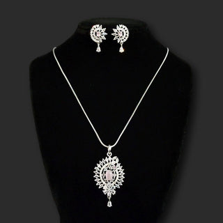 Sarah Pink CZ Diamond Simulant Pendant Set (Chain included) - ECLAT INDIAN JEWELSNecklace Sets - Pendant SetsPink