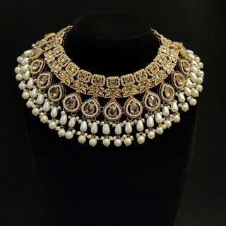 Savannah White Polki Necklace Set with Tikka - ECLAT INDIAN JEWELSNecklace SetsWhite