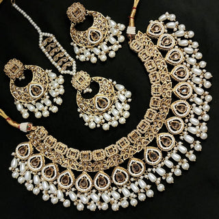 Savannah White Polki Necklace Set with Tikka - ECLAT INDIAN JEWELSNecklace SetsWhite