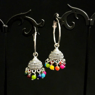 Selena Multicolour Mini Bali Jhumka German Silver Earrings - ECLAT INDIAN JEWELSEarringsMulticolour