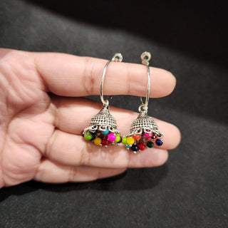 Selena Multicolour Mini Bali Jhumka German Silver Earrings - ECLAT INDIAN JEWELSEarringsMulticolour